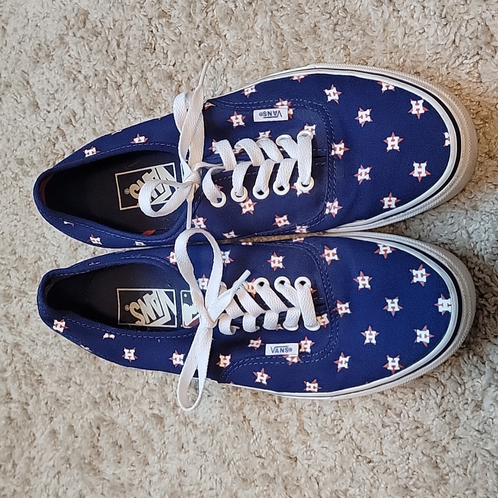 Houston Texas Astros vans authentic mlb navy star baseball 8.5 men 10 womens